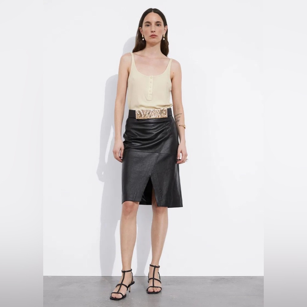 100% Leather Pencil Skirt &Other Stories